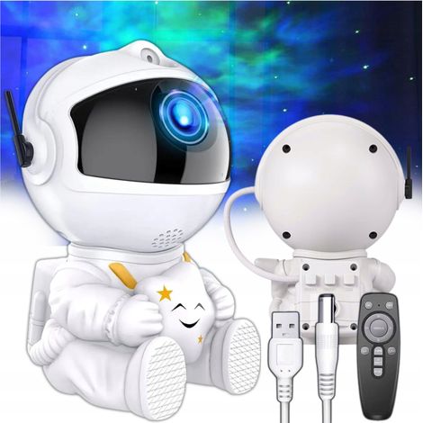 PROIETTORE DI STELLE, LAMPADA NOTTURNA A FORMA DI ASTRONAUTA E GALASSIA PER BAMBINI, CON TELECOMANDO SPAZIALE