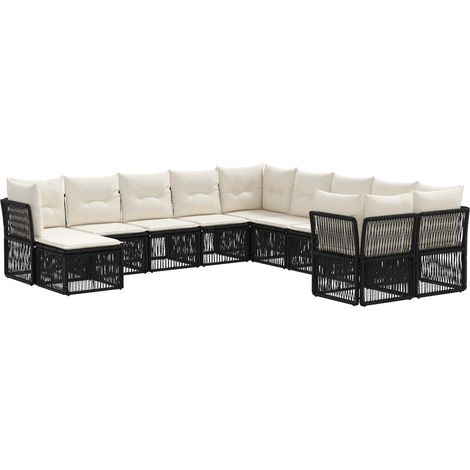 Gartensofa-set 11 pcs Schwarz Poly-Rattan vidaXL