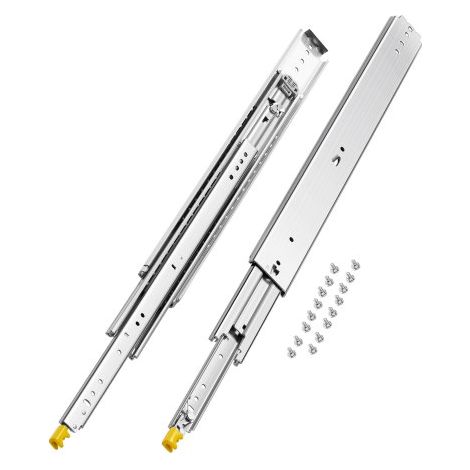 1 Par de Correderas Dobles para Cajones de Extensión Completa, Carga de 226,8 kg, Rodamiento de Bolas con Riel Deslizante para Cajones de Montaje Lateral con Bloqueo, 743 x 76 x 19,5 mm (1/5)