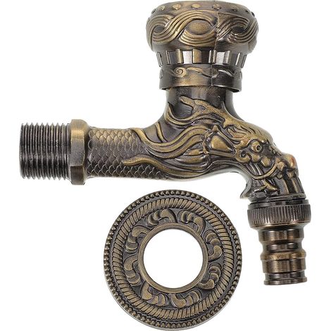 Robinet double sortie lave-linge, zinc, doré, pour buanderie (1/5)