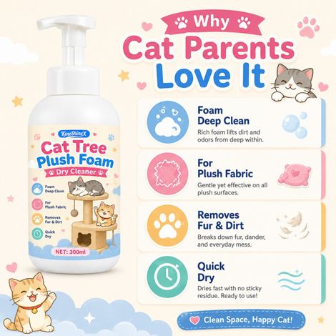 KineShineX Cat Tree Fabric Foam Dry Cleaning Agent reinigt Haare und Staub gründlich, trocknet schnell, kein Wasser erforderlich. (1/5)