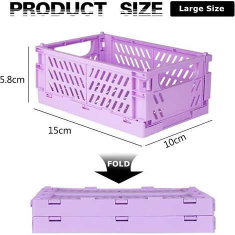 Panier de rangement - - Pliable - Plastique résistant - Couleur violette - 15x10x5,8 cm (1/5)