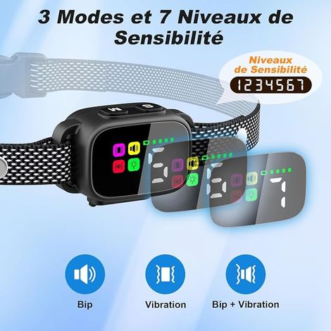 Anti Barking Collar for Small Dogs, Rechargeable Anti Bark Training Collar with 3 Sound/Vibration Modes, 7 Levels of Sensitivity (1/4)