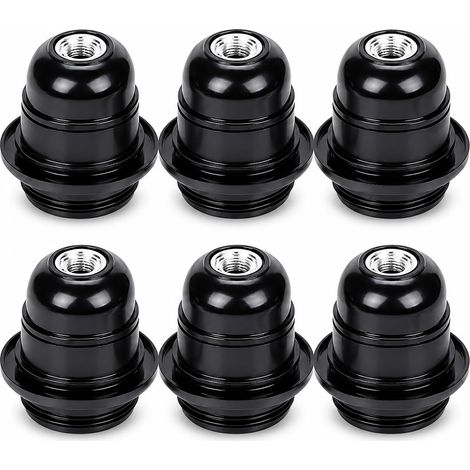 Lot de 6 douilles E27 noires en bakélite à visser avec autobloquant, 250 V, 2 A, pour lampe de table, lampadaire et plafonnier, culot E27 (1/5)