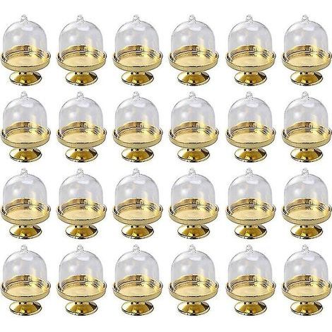 Golden Mini Cake Stand-mini Cake Pan With Stand And Dome Cover, 24 Single Cup Cake Stand Mini Desse (1/5)