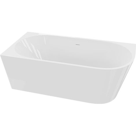 LAVITA Freistehende Eckbadewanne Caldera Recht 1600 Acryl 160x75x58cm Weiß Glanz