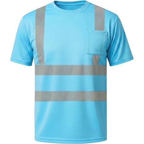T-shirt de travail haute visibilité respirant, manches courtes, bleu, taille L (1/5)