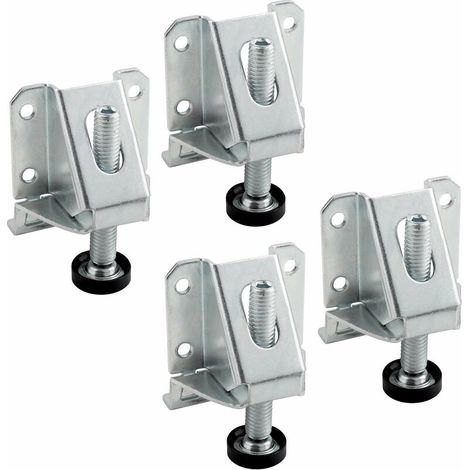 – Lot de 4 équerres de fixation universelles 54mm – Pour meubles en bois – Vérins de vis réglables – Fixation armoires et étagères (1/3)