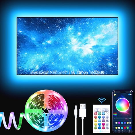 TV Strip Lights, LED Backlight Strip Light with Music Sync for 32-60 inch TV LED TV Light - RGB Color Changing Strip Lights for Home Theater (9.8T)