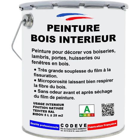 Peinture Bois Interieur - 20 L   - Codeve Bois - RAL 8014 - Brun sépia - Intérieure Pour La Décoration De Votre Bois, Lambris Ou Plinthe.