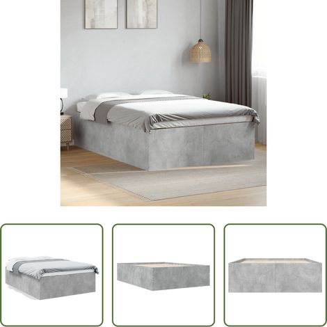 vidaXL Estructura de cama madera de ingeniería gris hormigón 135x190cm (1/5)
