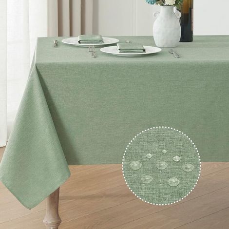Rechteckige Tischdecke aus strukturiertem Leinen, wasser- und fleckenabweisend, knitterfrei, dekorativer Stoff für Catering, Partys, Buffets und Hochzeiten, 130 x 180 cm, Grasgrün