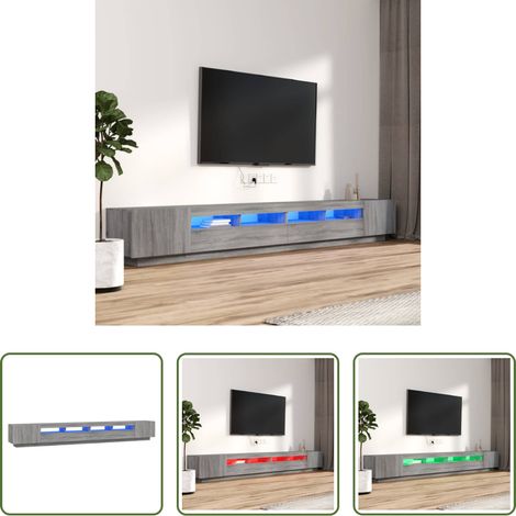 vidaXL Meuble tv led - Ensemble de meubles TV avec lumières LED 3 pcs Sonoma gris (1/5)