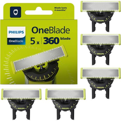Philips OneBlade Original 360 Blades, for All OneBlade and Pro Models, 5 Pieces (Model QP450/50)