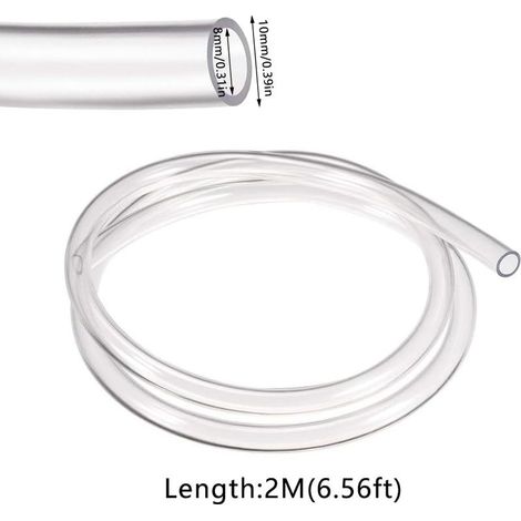 2 Meter langer, flexibler PVC-Druckschlauch für Aquarien, geeignet für Flüssigkeiten und Gase (10 mm x 8 mm) (1/3)