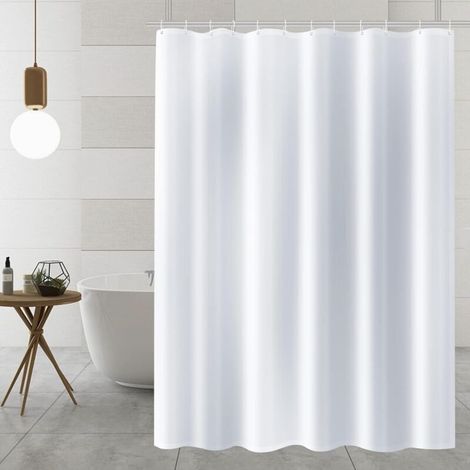Tenda da doccia in tessuto 180x180, antimuffa, impermeabile, lavabile, bianca, con 12 ganci per vasca da bagno e bagno.