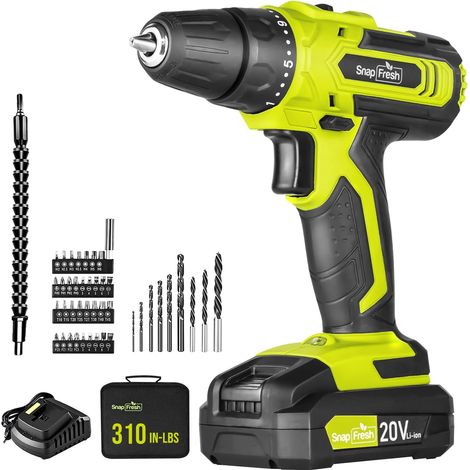 SnapFresh Perceuse Visseuse Sans Fil 20V – Légère et Compacte 0,8 kg, Couple 35 N·m, 2 Vitesses, LED, Batterie 2,0 Ah & Accessoires – Idéale pour le Bricolage et les Réparations à la Maison (1/5)