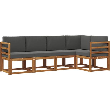Outdoor Sofa Set with Cushion 5 pcs Natural and Anthracite vidaXL