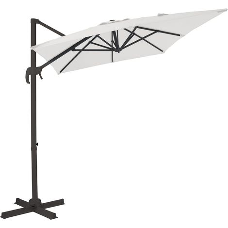 Axi Coco Parasol Déporté Gris/Beige - Rectangulaire 200X300 Cm - Structure Aluminium - Rotation 360 - Inclinable - Résistant Aux Uv