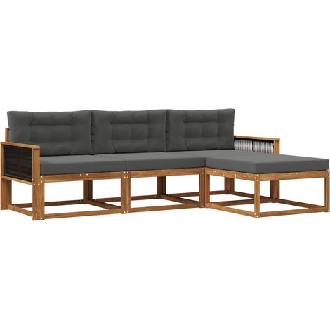 vidaXL Outdoor Sofa Set 4 pcs Natural and Anthracite (1/5)