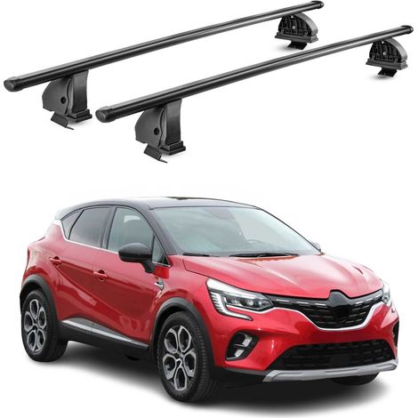 OMAC Stahl Dachträger Querträger Renault Captur II 2019-2026 – TÜV / DIN 75302:2019 – Abschließbar – Max. 75 kg – 2 Stangen – Schwarz (1/5)
