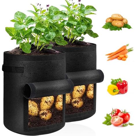 Kartoffelpflanzsäcke 38 Liter Schwarz 2er Set (1/5)