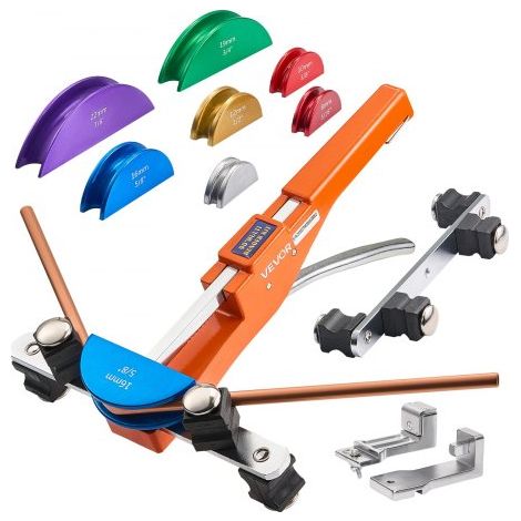 Kit de Dobladora de Tubos 6 a 22 mm, Compacta, con Trinquete, Avance/Retroceso, con Matrices de Aleación de Aluminio de 7 Colores, para HVAC de Cobre, Aire Acondicionado, 380 x 260 x 90 mm (1/5)