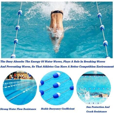 Crochet de sécurité pour piscine , séparateur flottant de 10 m , adapté aux piscines hors sol , ligne flottante de sécurité pour séparer la profondeur
