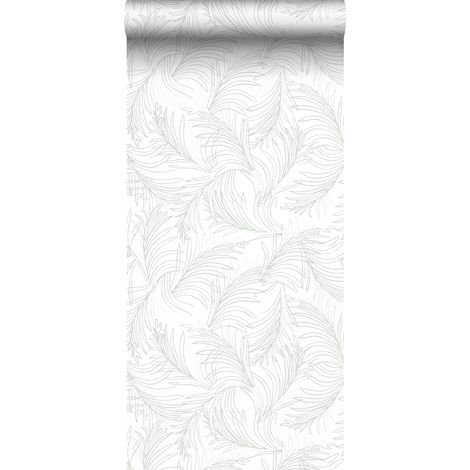 papier peint feuilles dessinées blanc et vert - Sanders & Sanders (1/5)