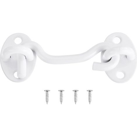 Chiusura a gancio e occhiello in acciaio inox da 75 mm per porte scorrevoli, finestre, cabine e porte scorrevoli, colore bianco. (1/5)