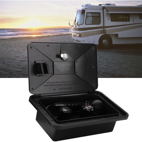 Douche extérieure pour camping-car avec eau chaude/froide, clés et système de verrouillage du tuyau - Kit complet (1/5)