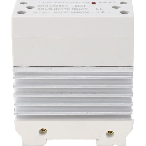 Relais statique DC à AC 60 A Module SSR monophasé intégré sur rail DIN 35 mm avec entrée dissipateur de chaleur Sortie 3-32 V CC 24-480 V CA (1/5)