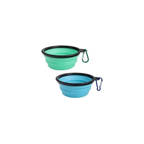 2 Pièces Bol à Chien Pliant en Silicone Pliable, Gamelles de Voyage pour Chien et Chat, Bleu Clair et Vert Clair (1/5)