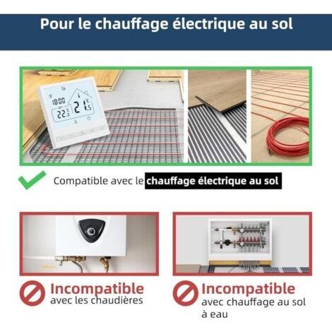 NALOOKAMIC Tuya Thermostat Intelligents pour Chauffage au Sol Électrique avec Sonde Externe,16A Thermostat Connecté WiFi,Commande Vocale/à Distance,Thermostats d'ambiance Compatible avec Alexa,Google 