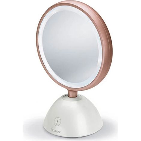 Miroir grossissant à poser avec éclairage LED rechargeable – Double face normal et grossissant x5 – Autonomie 8h – Inclinaison 35° – Revlon