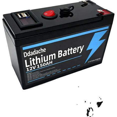 Batterie Lithium, Capacité 150Ah, BMS Intelligent Intégré, 12V 150000mAh Ensemble (1/2)