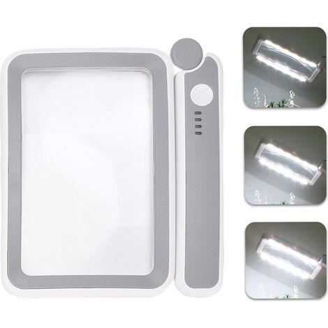 Loupe rectangulaire pliante rechargeable 3,5x avec indicateur de batterie tactile et 12 LED (1/5)