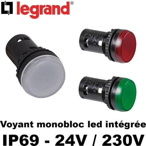 voyant monobloc - led intégrée - 24v - blanc - legrand osmoz 024600