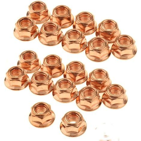 CCYKXA 12x Exhaust Manifold Nut, Turbo, M8 Self-Locking Hex Copper e30 Series 3 Series Accessories