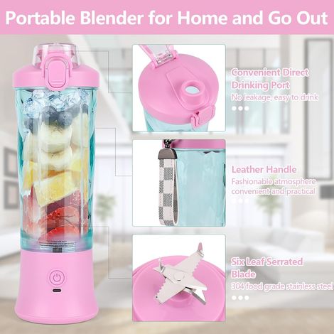 Frullatore portatile da 600 ml con 6 lame e batteria da 4000 mAh per succhi, ufficio, campeggio, viaggi, colore viola - ALTRO (1/4)