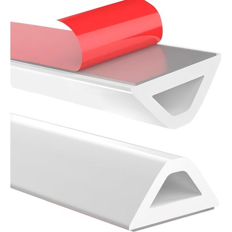 Barre de seuil de douche autocollante, 200 cm, en silicone flexible, étanche, design adapté aux fauteuils roulants, en forme de T, pour séparation humide et sèche, blanche (1/5)