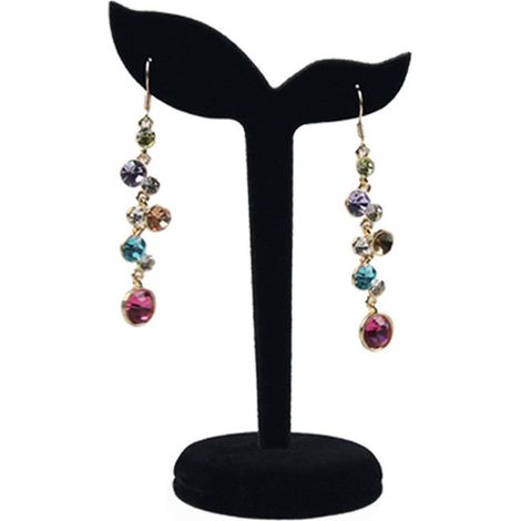 Présentoir en velours pour boucles d'oreilles et clous Noir 12 x 7 cm (1/5)