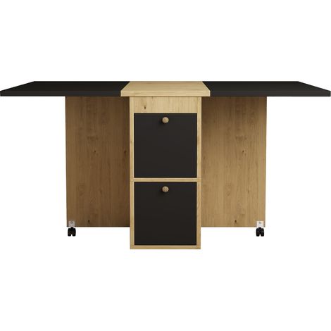 Esstisch-Set, (mit Esstisch, 4 Stühlen), klappbarer Esstisch,1208075cm, ausziehbarer Esstisch, multifunktionaler ausziehbarer Esstisch, Esszimmerstühle, Weiß + Eiche + Schwarz (1/5)