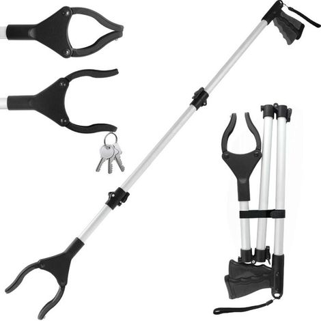 108cm Pince Ramasse Objet pour Personnes gées et Handicapés Aimants, Outils de Ramassage Pince Telescopique Rotative pour Attraper Les Objets, Pince Ramasse Dechets (Noir) (1/5)