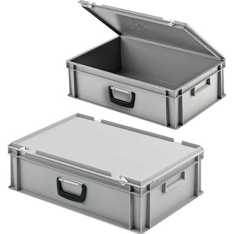 BRB Lot de 2 valises empilables en polypropylène Gris 600 x 400 x 185 mm