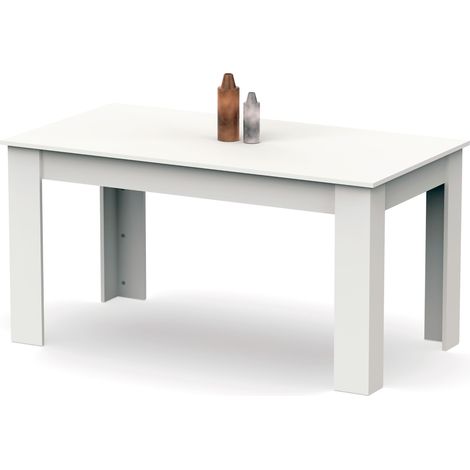 Briebe Opal Mesa Comedor Madera, Salón o Cocina para 4 - 6 Personas 77x140x80 cm, Muebles Diseño Moderno  Blanco