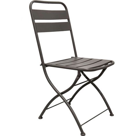 Sedia pieghevole da esterno con doghe in metallo industrial style York -  Tan (1/5)