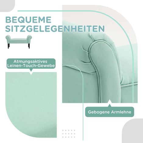 Banc rembourré vert pour chambre et entrée, capacité de charge max 130 kg, dimensions 102x36x51 cm