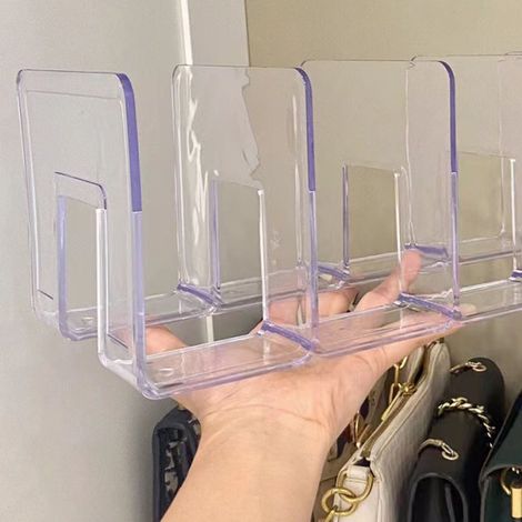 [Organisateur Transparent pour Sacs PC] Porte-sac Modulaire 3 Sections avec Stabilité Empilable pour Placard/Chambre [520g] (1/5)