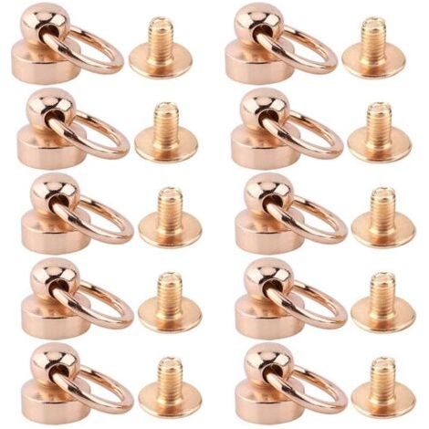 10 pièces rivets en laiton à tête ronde avec écrou pour accessoires de maroquinerie (1/5)